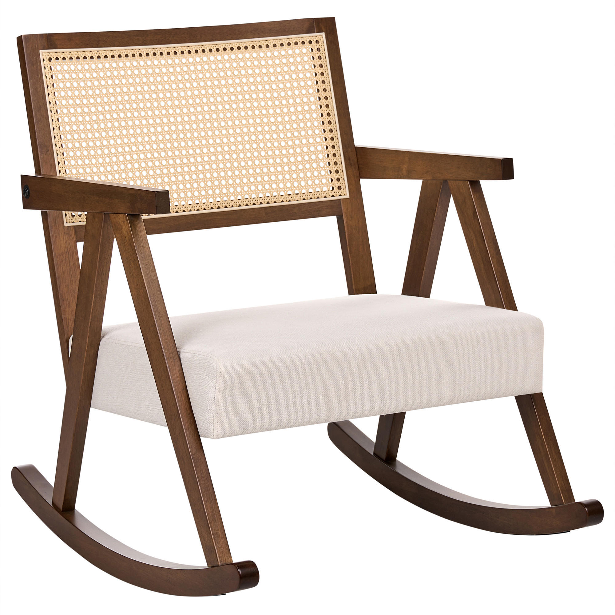 SCHAUKELSESSEL Holz Braun/Hellbeige Rya - Beige/Braun, Textil (65/79/78cm) - Beliani