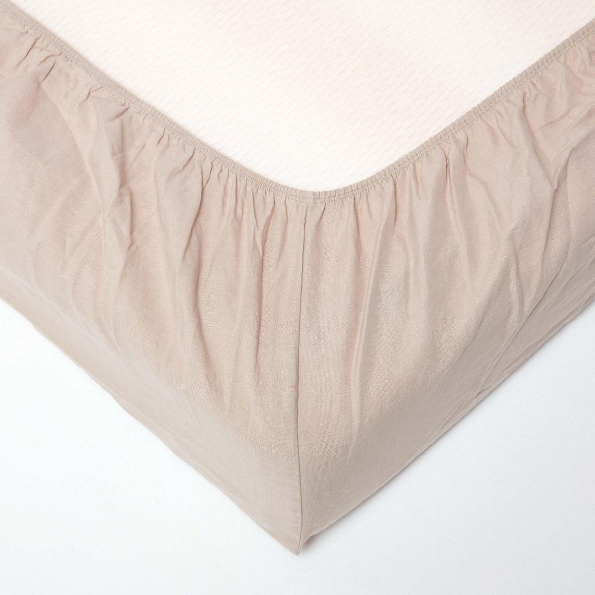 LEINEN-SPANNBETTLAKEN extra hoch, 60% Leinen & 40% Baumwolle - Beige, Textil (150/200cm) - Homescapes