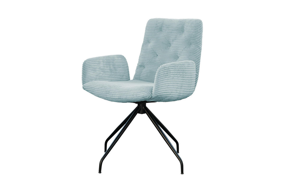 DREHSTUHL NEW CHARME Hellblau Cord - Hellblau, Textil (59/87/66cm) - KAWOLA