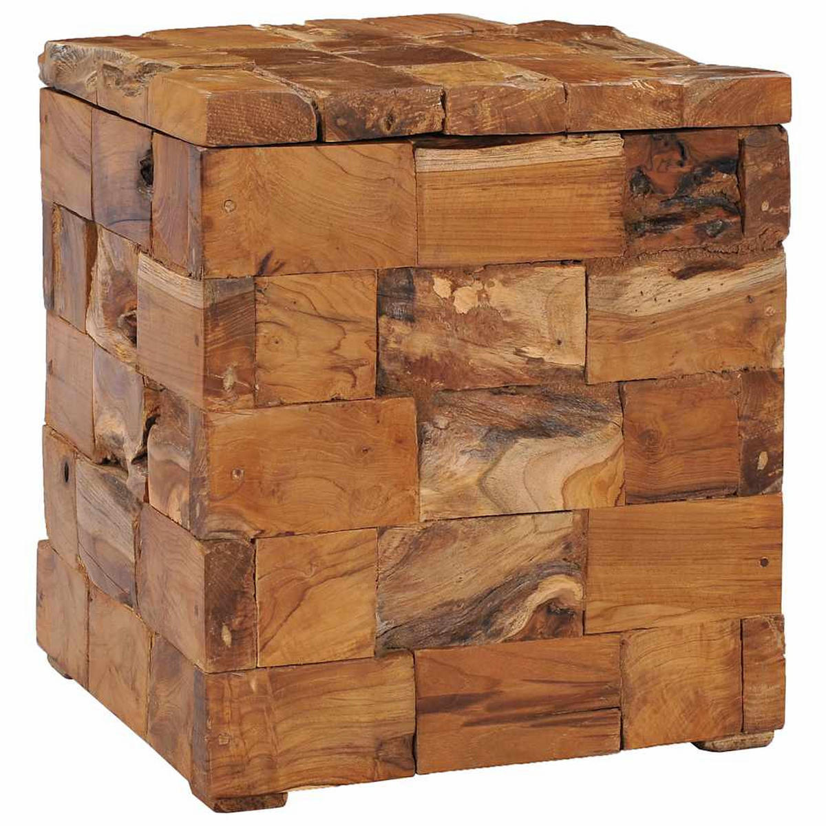 HOCKER Mit Stauraum Massivholz Teak - Braun, Holz (40/45/40cm) - vidaXL