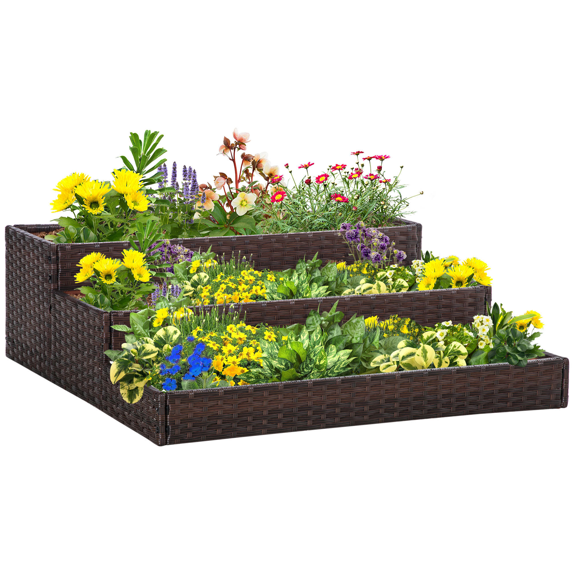 HOCHBEET, 3-stufiges Beet ohne Boden, 120 x 120 x 40 cm, Grau - Multicolor, Holzwerkstoff (120/40/120cm) - FORIOUS