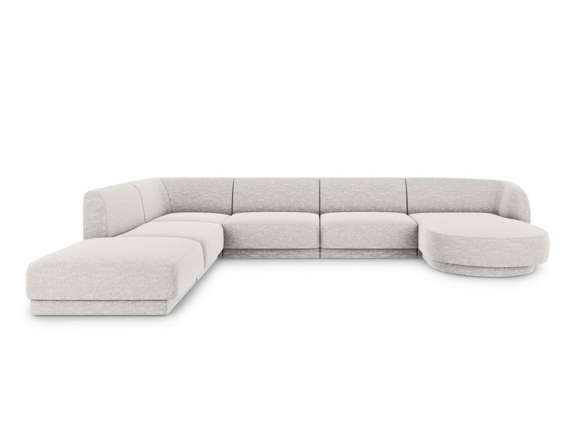 PANORAMASOFA links Miley aus Chenille-Stoff hellgrau 6 Sitzplätze - Hellgrau, Textil (255/70/330cm) - Micadoni