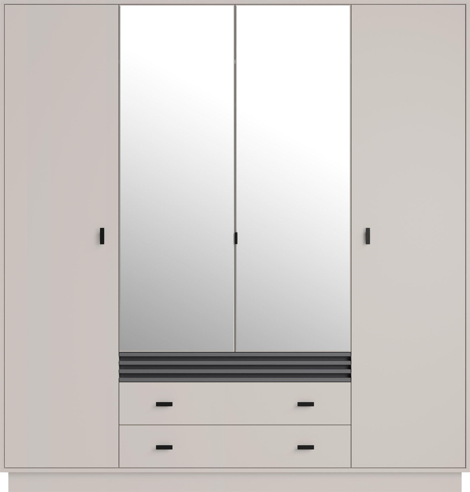 DREHTÜRENSCHRANK PUNTO 200/210/56cm 4-türig mit Spiegel Kaschmir - Kaschmir, Holzwerkstoff (200/210/56cm) - MASSENO