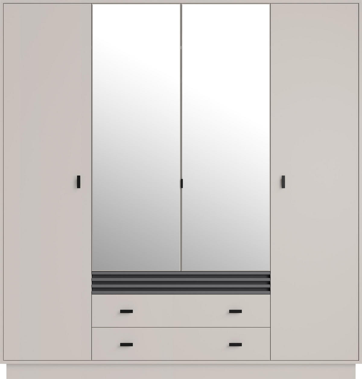 DREHTÜRENSCHRANK PUNTO 200/210/56cm 4-türig mit Spiegel Kaschmir - Kaschmir, Holzwerkstoff (200/210/56cm) - MASSENO