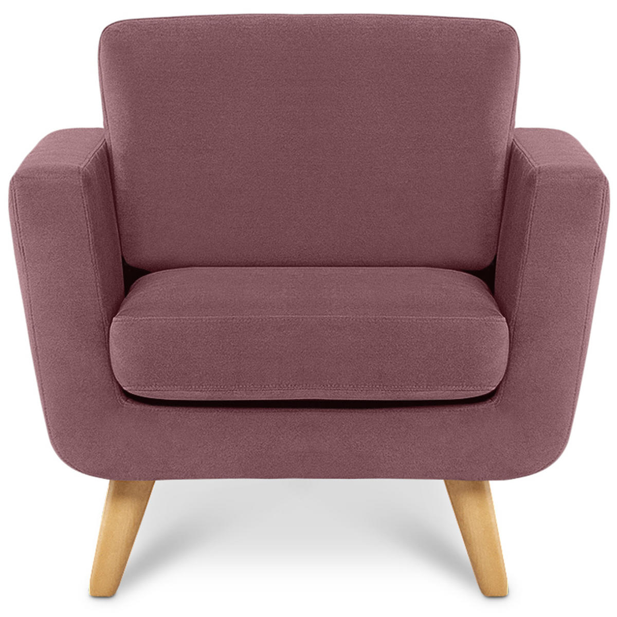 SESSEL TAGIO Massivholz-Beine, rosa - Koralle/Braun, Buchenholz/Textil (86/80/88cm) - KONSIMO®