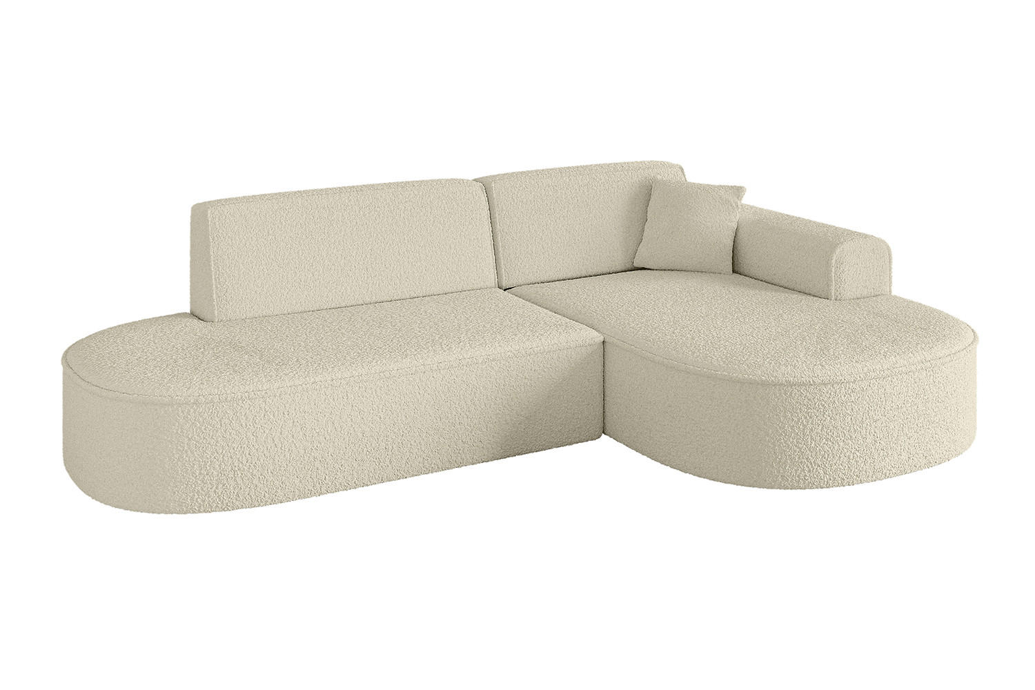 ECKSOFA Ottomane Rechts MARI-L1 - 232x163x73,5 cm Beige Bouclé - Beige/Schwarz, Holzwerkstoff/Kunststoff (234/163cm) - ALTDECOR
