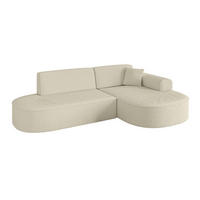 ECKSOFA Ottomane Rechts MARI-L1 - 232x163x73,5 cm Beige Bouclé - Beige/Schwarz, Holzwerkstoff/Kunststoff (234/163cm) - ALTDECOR