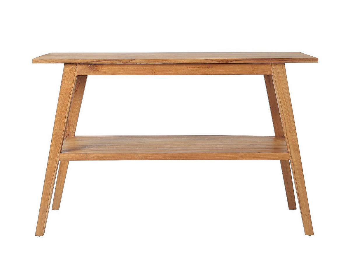 DOPPELWASCHTISCH - 120cm x 55cm - Teakholz - naturfarben hell - BOBOTSARI - Naturfarben, Keramik (120/76/55cm) - Vente-Unique