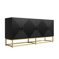 SIDEBOARD DE-37532 160/38/75,5 cm mit 3 Doppeltüren Schwarz - Goldfarben, Holzwerkstoff (160/75.5/38cm) - ComfortXL