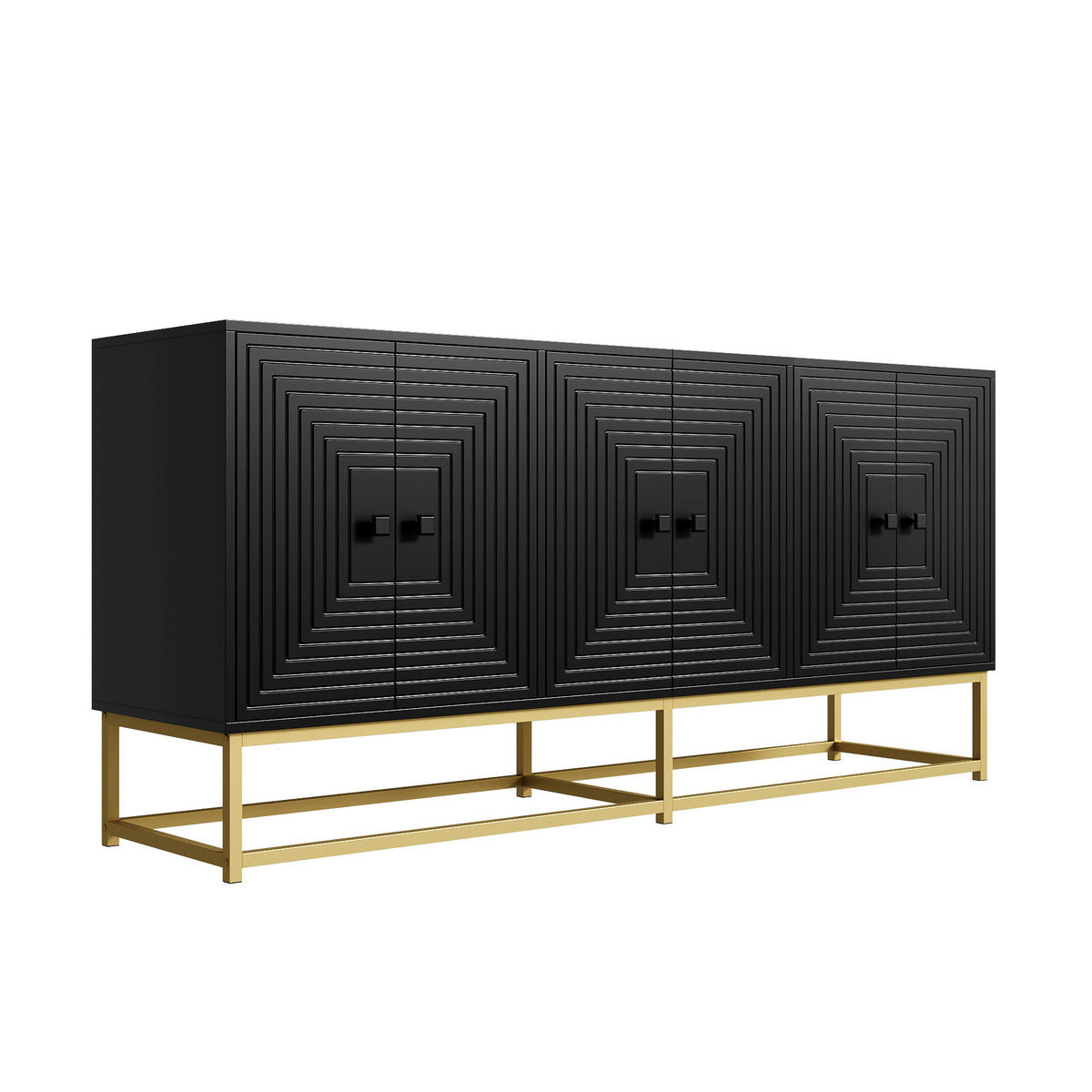 SIDEBOARD Black 160/38/75,5 cm - Schwarz, Holzwerkstoff (160/75.5/38cm) - PANGIVO