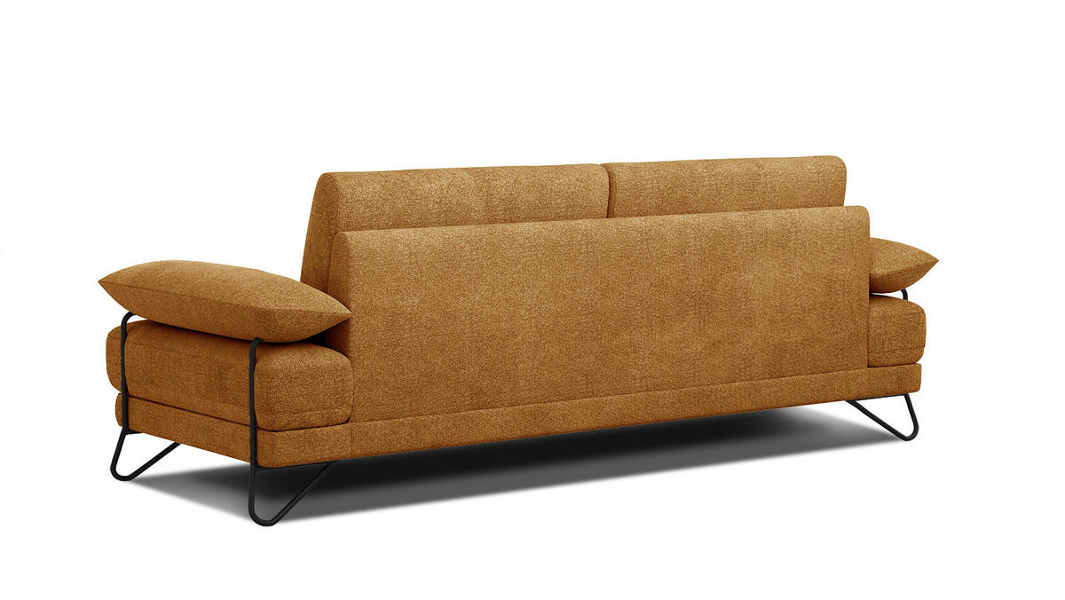 SOFA LORI 3-Sitzer, orange - Schwarz/Orange, Holzwerkstoff/Textil (245/87/96cm) - Courtois Laville