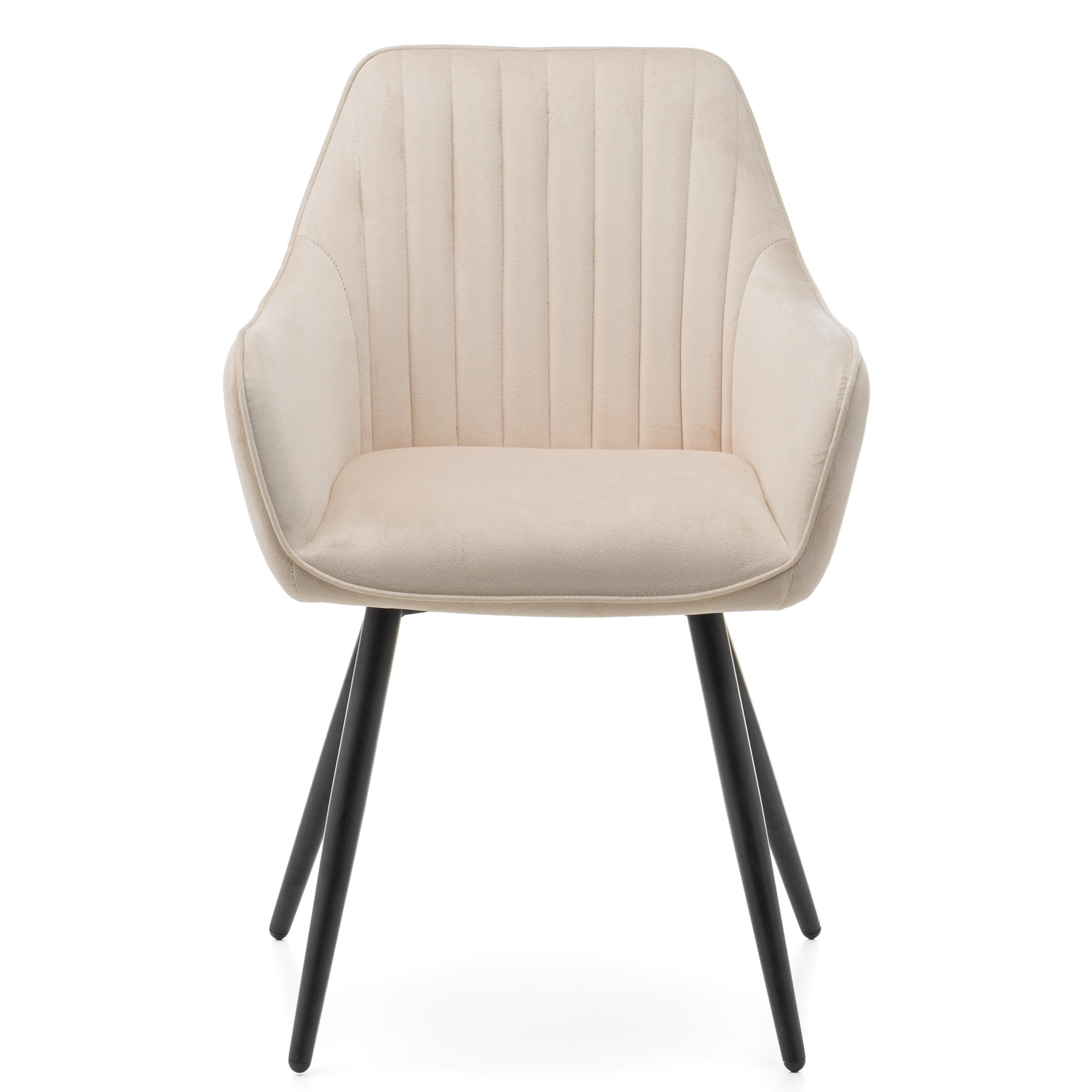 STUHL PASSO gepolstert mit Steppung - beige - Samt Velours - Ecru/Beige, Textil/Metall (58/87/60cm) - NEW HOME