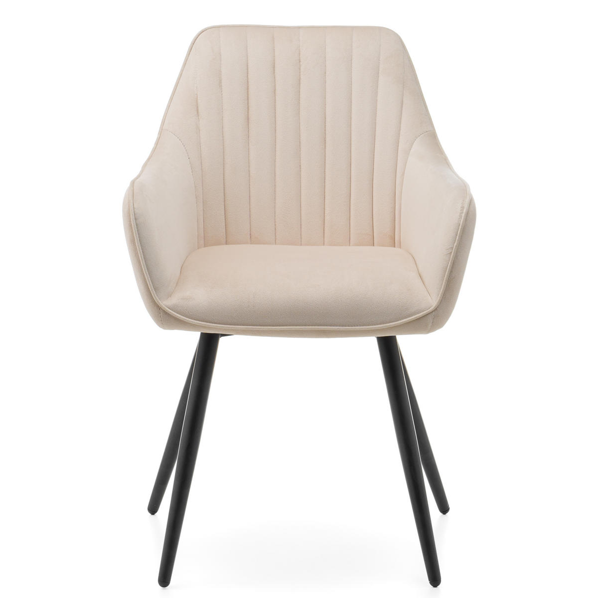 STUHL PASSO gepolstert mit Steppung - beige - Samt Velours - Ecru/Beige, Textil/Metall (58/87/60cm) - NEW HOME