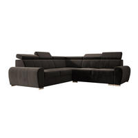 ECKSOFA APOLLO,mit Schlaffunktion und Bettkasten, Farbe: Braun, Velourstoff, Ottomane Links - Braun, Textil (255/255cm) - O-Sofa