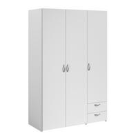 KLEIDERSCHRANK weiß 120 cm 3-türig, Drehtürenschrank - Silberfarben/Weiß, Holzwerkstoff/Kunststoff (120/185/51cm) - Furn.Design
