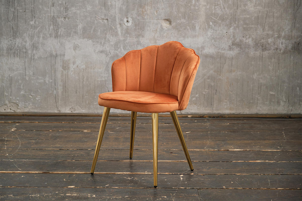ESSZIMMERSTUHL SALLY Kupfer Velvet - Goldfarben/Kupferfarben, Textil (55/76/57cm) - KAWOLA