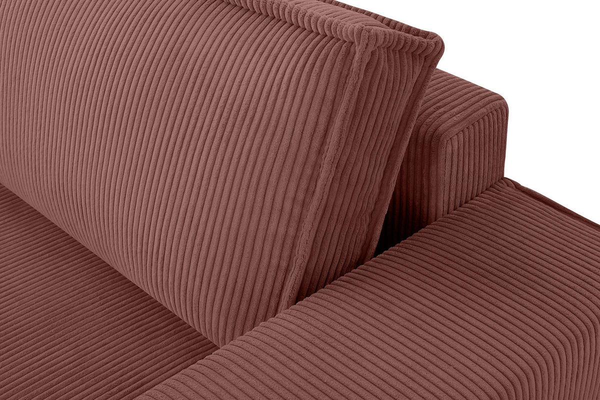 3-SITZER-SCHLAFSOFA NAPI in Pet Friendly Cord-Stoff, Rosa - Pink/Schwarz, Textil (244/89/101cm) - KONSIMO®