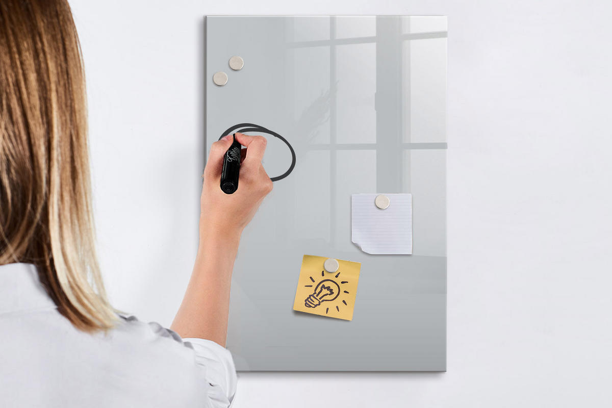 MAGNETTAFEL 40x60 Hellgrau schwarzer Marker - Hellgrau, Glas (40/0.4/60cm) - TULUP