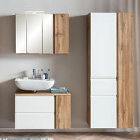 BADMÖBEL-SET 3-TLG. Vasto-03 - Weiß, Holzwerkstoff (165/200/35cm) - Lomado