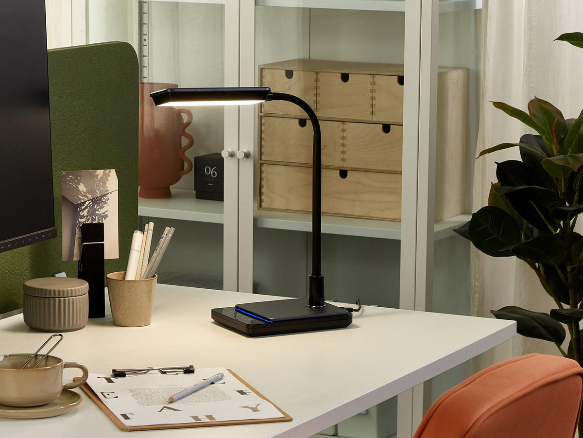 SCHREIBTISCHLAMPE Centaurus 14/19/38 cm - Schwarz, Kunststoff (14/19/38cm) - Beliani