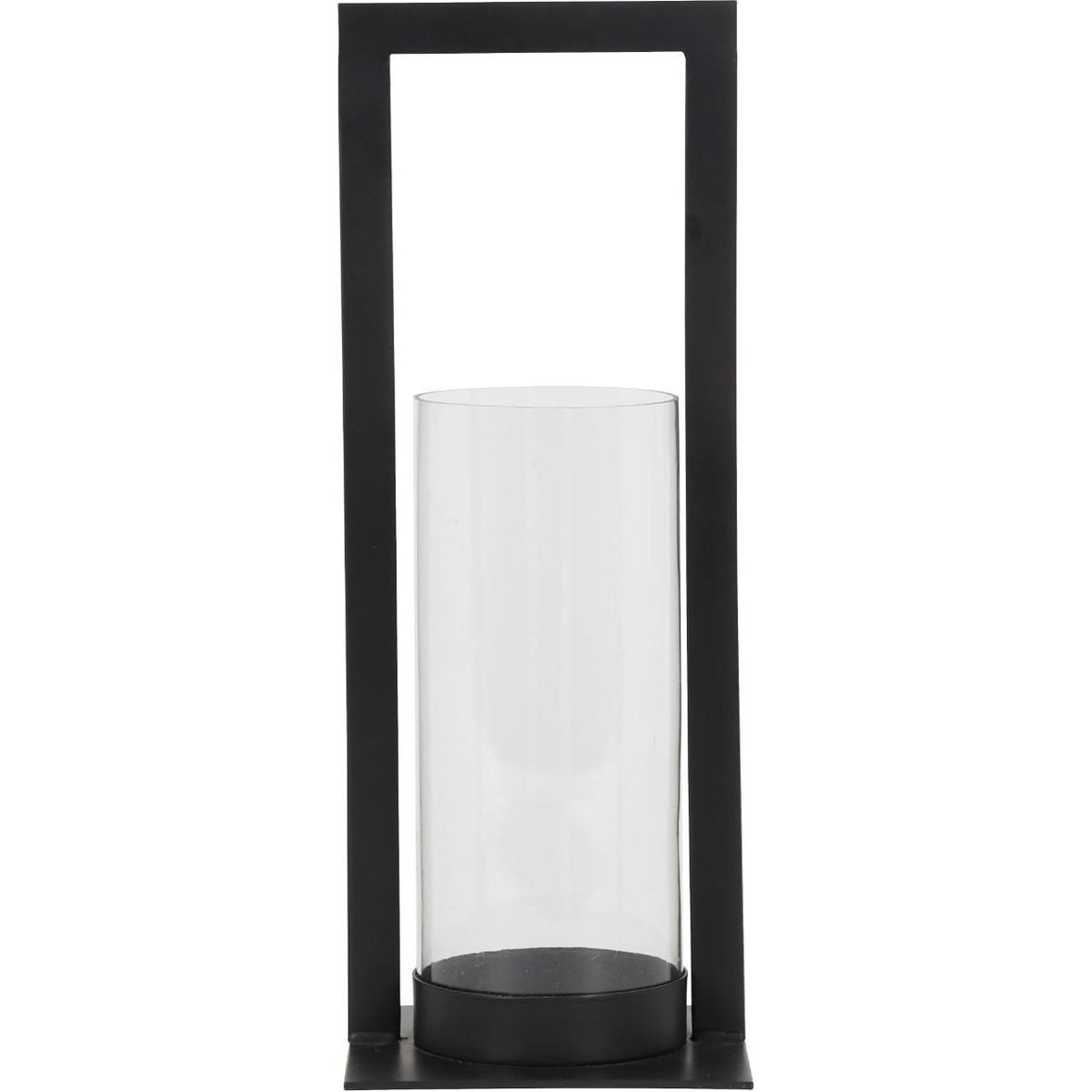 WINDLICHT JELCO 15x40 cm, Nickel/Glas, Schwarz - Schwarz, Glas (15/40/15cm) - Light & Living