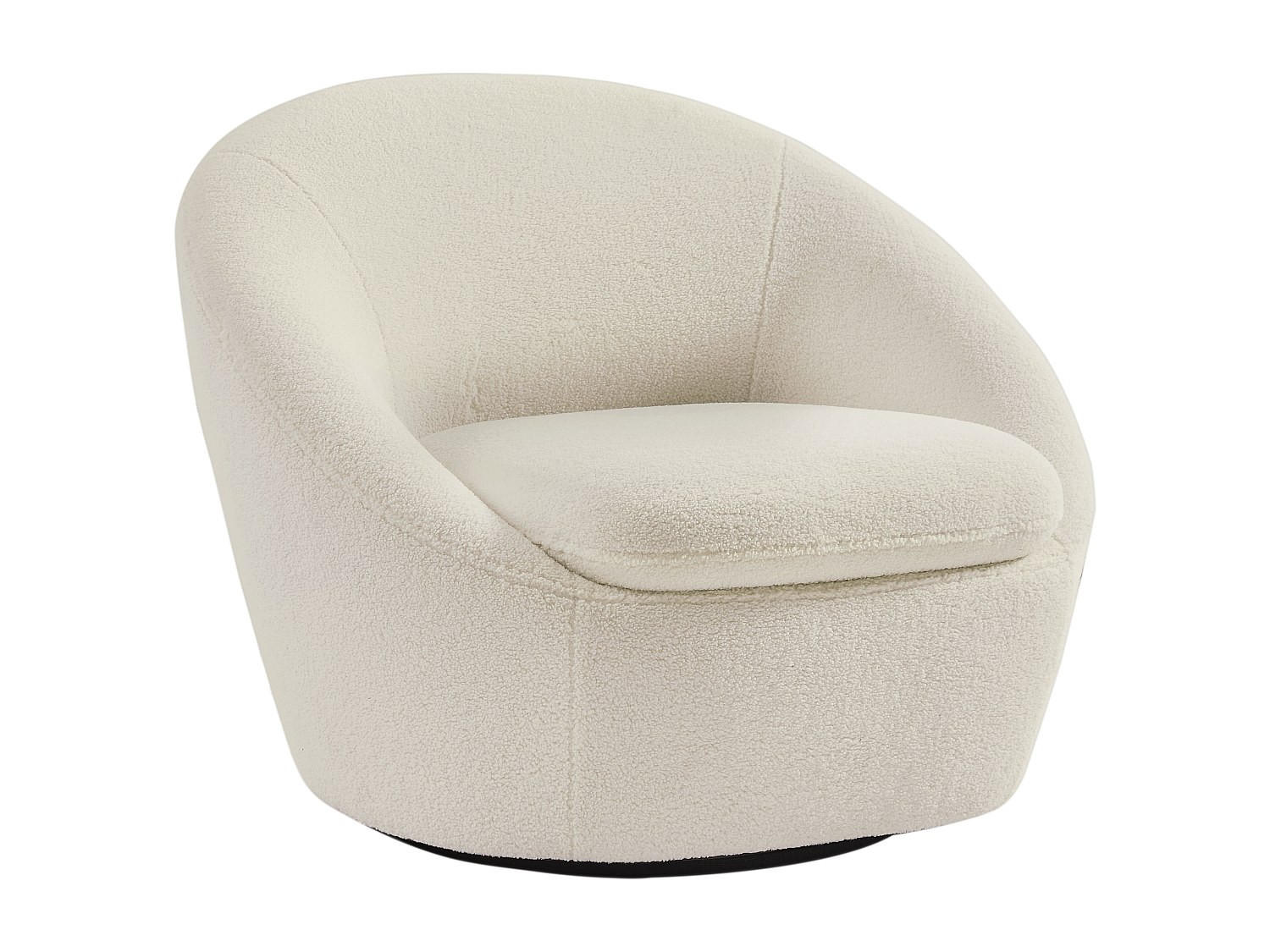 DREHSESSEL rund - Bouclé-Stoff - Weiß - LACARA - Weiß, Textil (88/70/78cm) - Vente-Unique