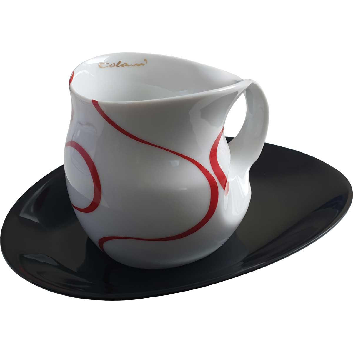 Luigi Colani Porzellan Kaffee Gold, Mehrfarbig, Rot