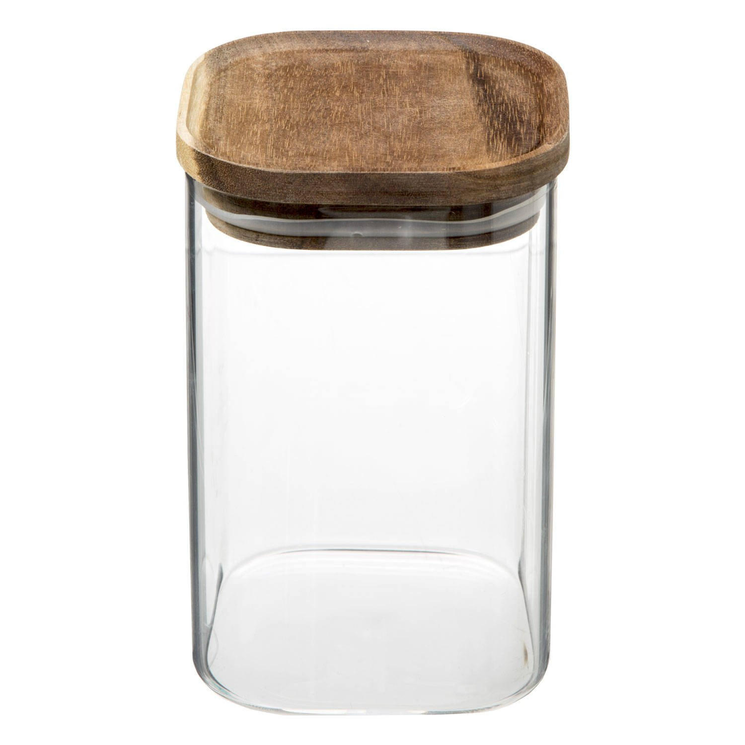 VORRATSBEHÄLTER mit Deckel aus Akazienholz 1 l 10,5/10,5/16 cm - Transparent, Glas (10.5/16/10.5cm) - 5five Simply Smart