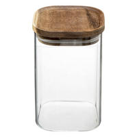 VORRATSBEHÄLTER mit Deckel aus Akazienholz 1 l 10,5/10,5/16 cm - Transparent, Glas (10.5/16/10.5cm) - 5five Simply Smart