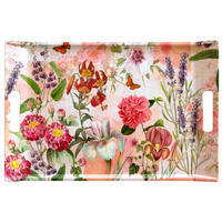 TABLETT Wildblumen, rechteckige Serviertablett mit Griff 54x35 cm - Dunkelrosa, Kunststoff (35/3/54cm) - Lashuma