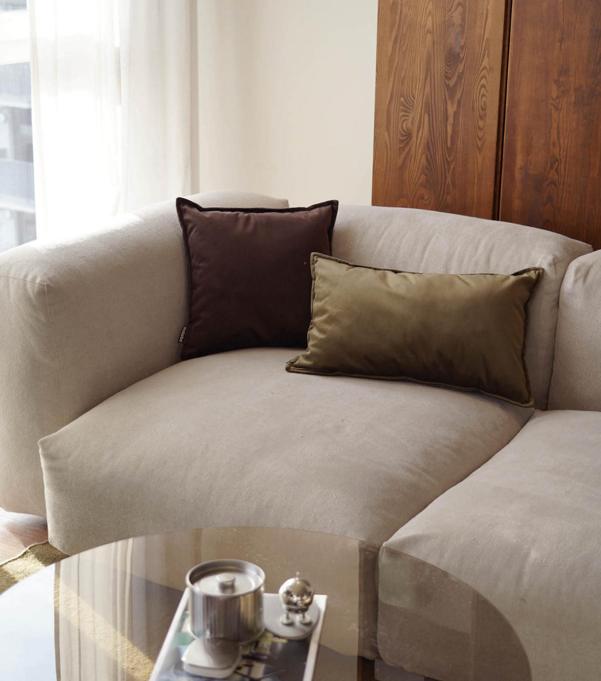 SOFAKISSEN Cuddle - Grün, Textil (45/8cm) - Mokebo