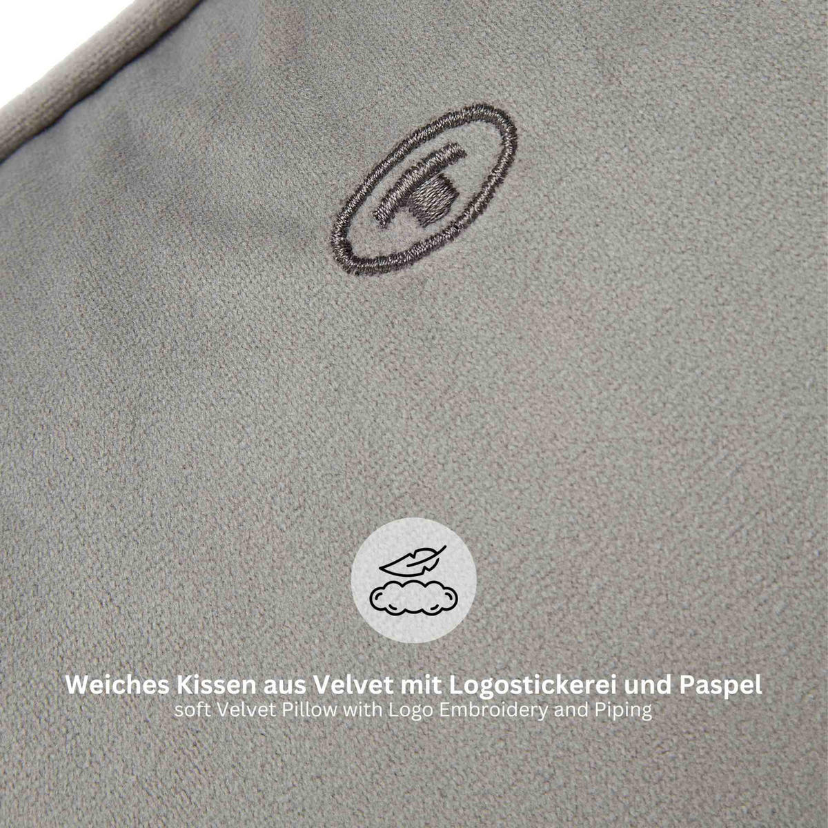 ZIERKISSENHÜLLE VELVET SIGNATURE - Grau, Textil (45/45cm) - Tom Tailor
