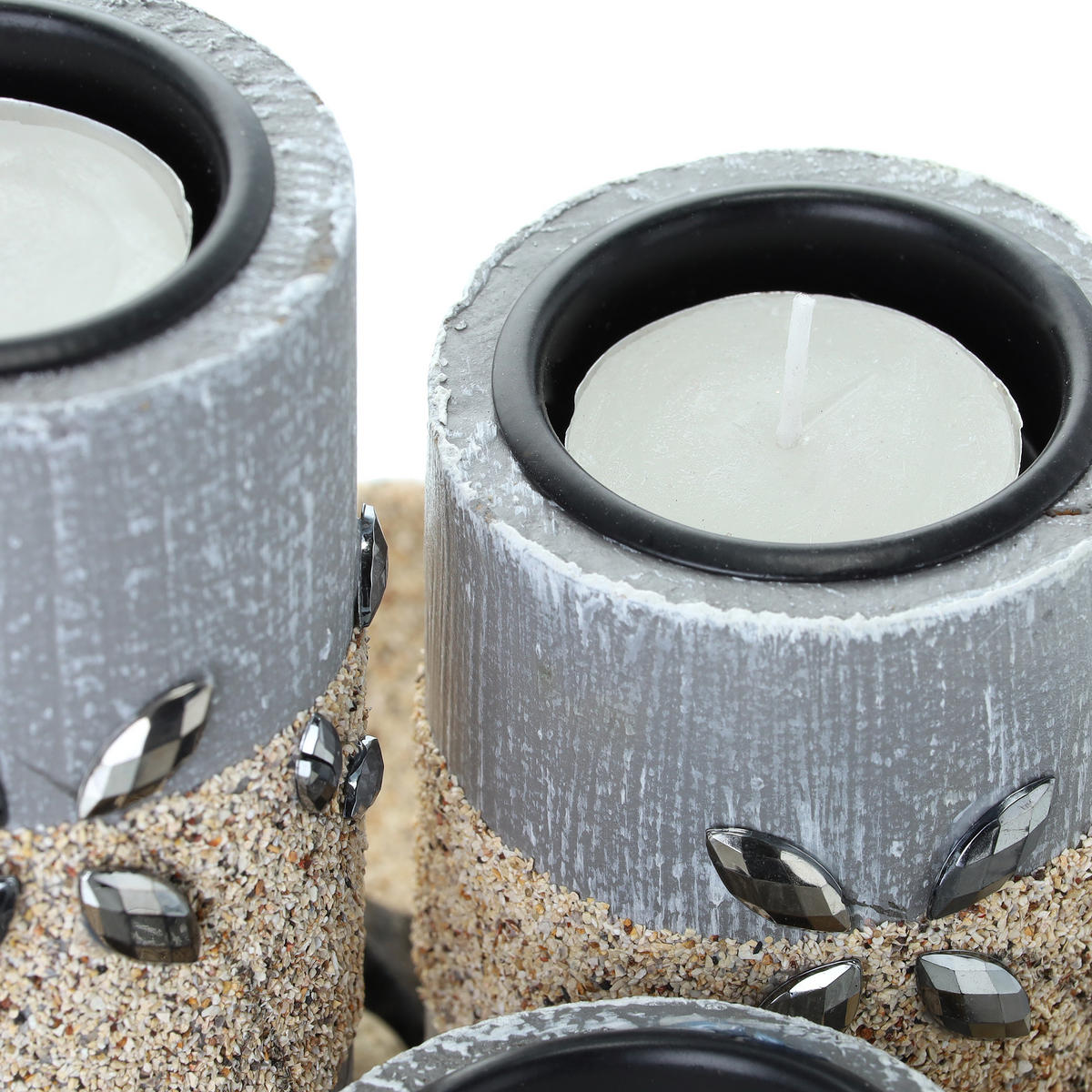 TEELICHTHALTERSET - Multicolor, Holzwerkstoff/Stein (13.5cm) - Relaxdays