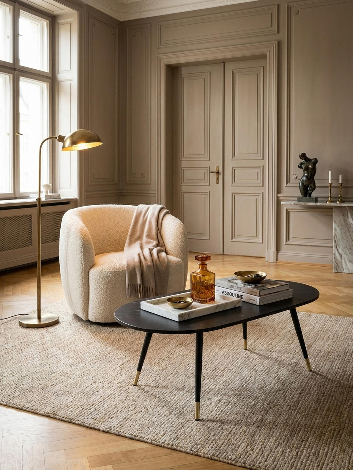 COUCHTISCH oval in Marmor-Optik – mit Metallgestell im modernen Design, Schwarz 120x60x42 cm - Goldfarben/Schwarz, Holzwerkstoff/Metall (60/120/42cm) - KADIMA DESIGN