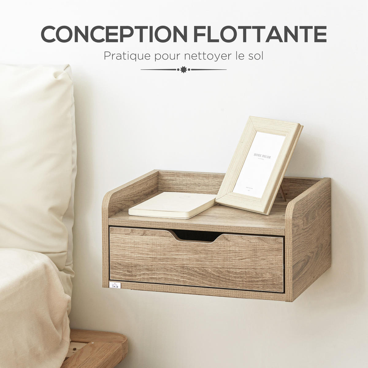 NACHTTISCH Braun Spanplatte hängend mit Schublade 2er-Set - Naturfarben, Holzwerkstoff (40/19.5/30cm) - PANGIVO