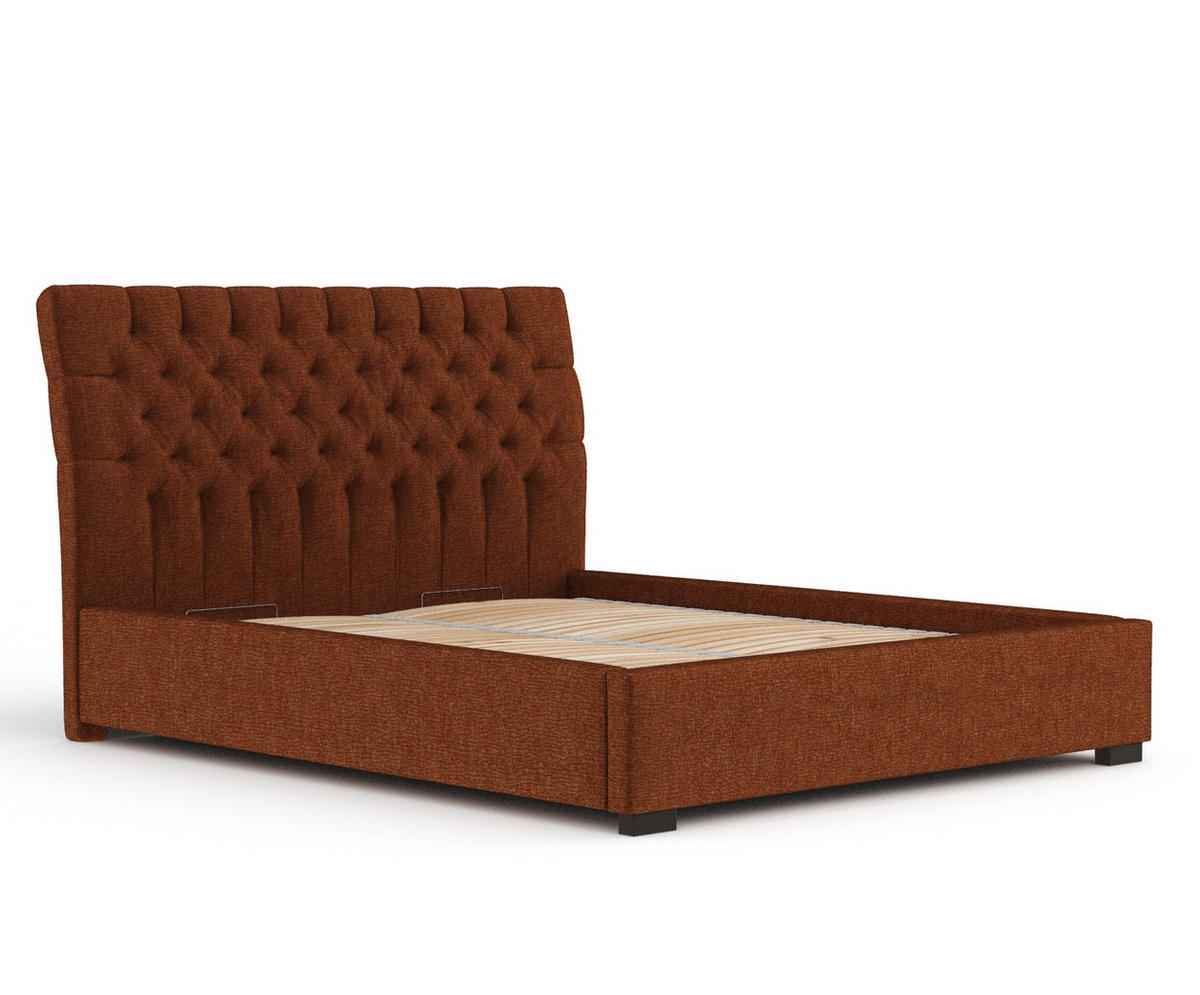 POLSTERBETT Vezzola Kupferfarbe 180/200 cm im Chenille-Stoff - Schwarz/Naturfarben, Holz/Holzwerkstoff (180/200cm) - Maison de Reve