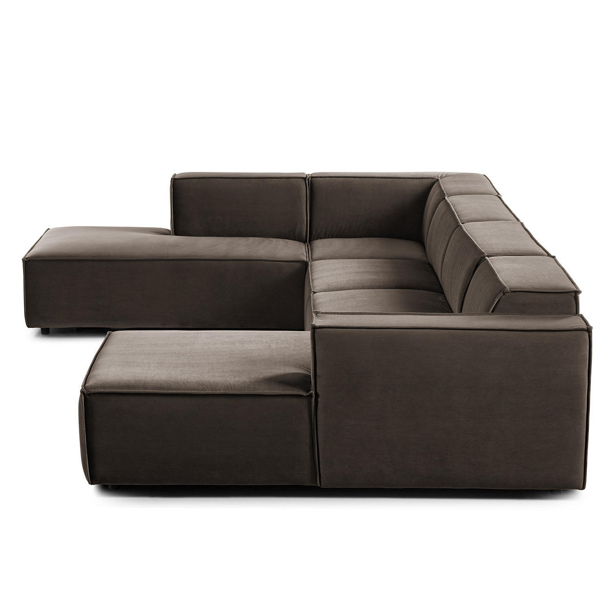 WOHNLANDSCHAFT mit Longchair & Ottomane - Taupe/Schwarz, Kunststoff/Textil (369/70/234cm) - home24