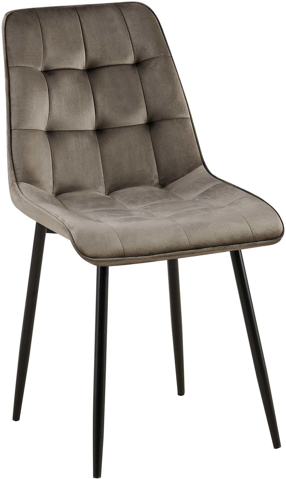 STUHL Samt anthrazit - Anthrazit/Schwarz, Textil/Metall (47/89/61cm) - CLP