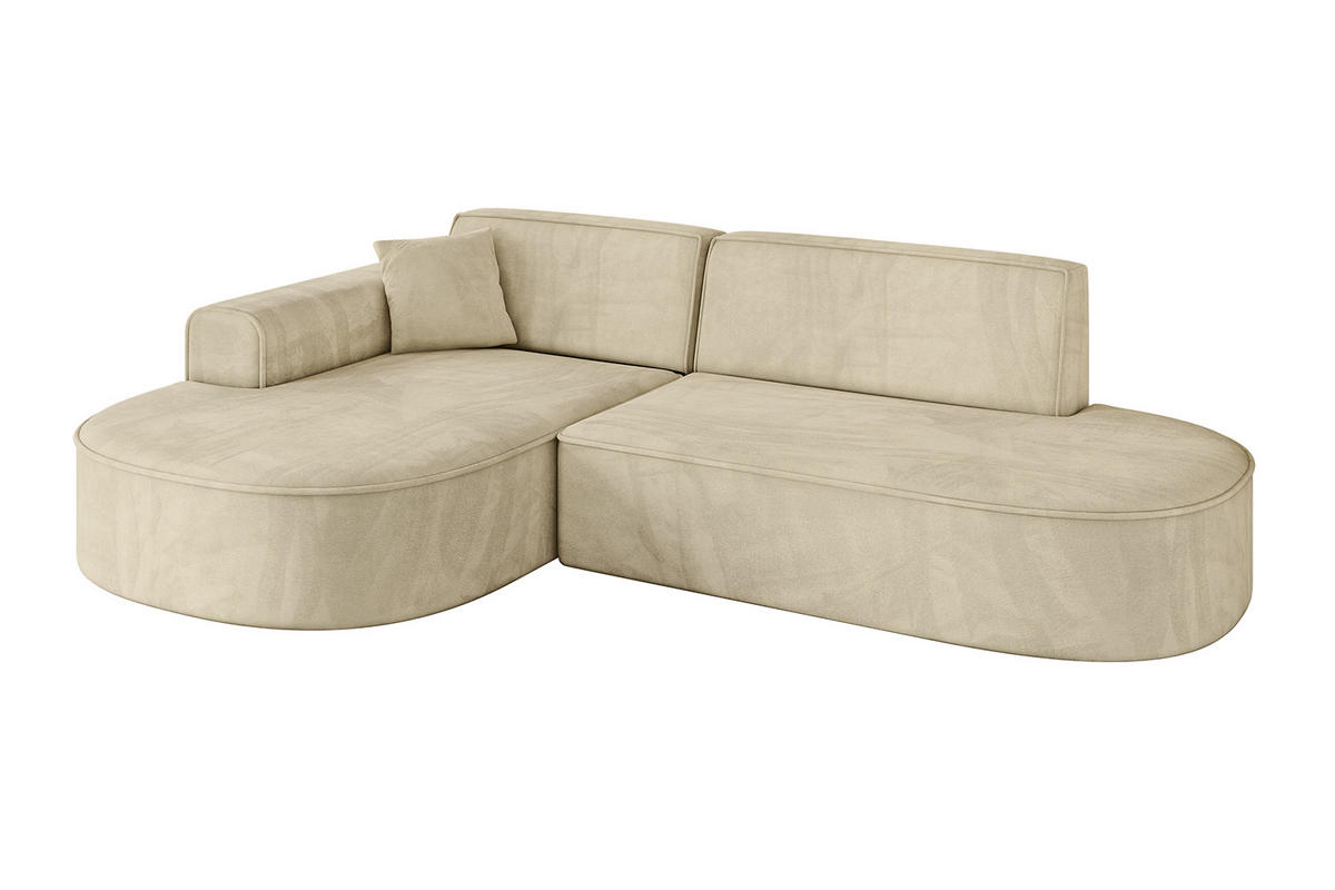 ECKSOFA Ottomane Links MARI-L1 - 243x171x79 cm Beige Velours - Beige/Schwarz, Holzwerkstoff/Kunststoff (243/171cm) - ALTDECOR