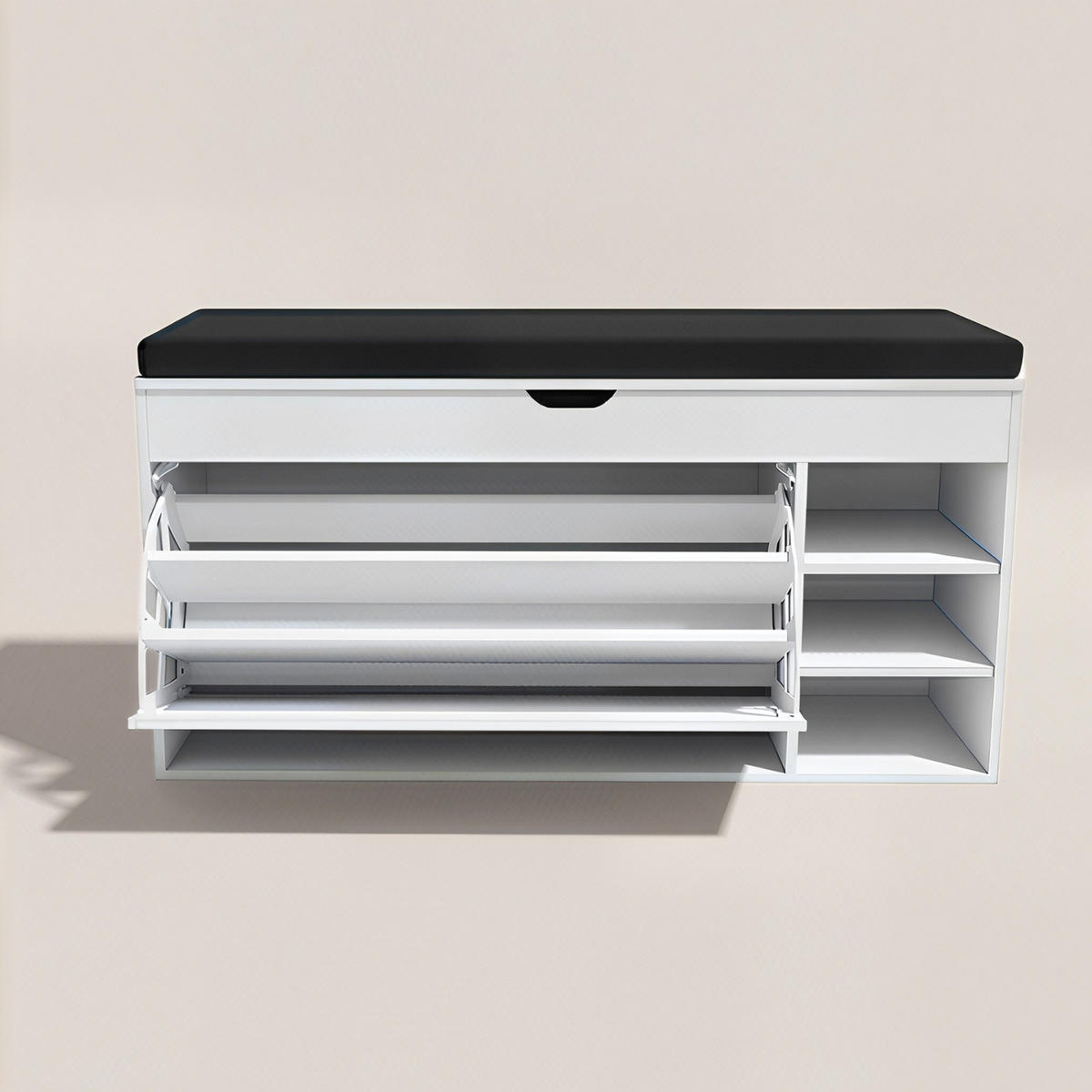 SCHUHSCHRANK Gradia 100/34/50 cm Sitzfläche ausziehbar - Weiß, Holzwerkstoff (34/50/100cm) - BOXIMO