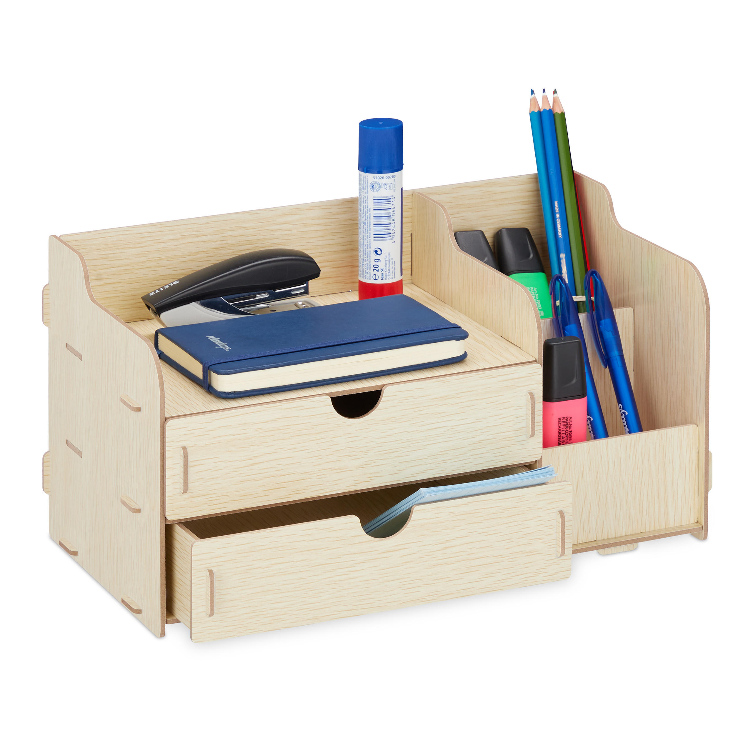 SCHREIBTISCH-ORGANIZER - Hellbraun, Holzwerkstoff (19/33/17cm) - Relaxdays