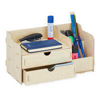 SCHREIBTISCH-ORGANIZER - Hellbraun, Holzwerkstoff (19/33/17cm) - Relaxdays
