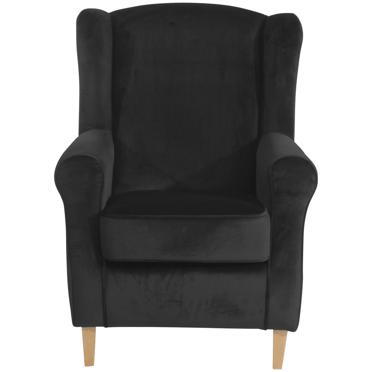 OHRENSESSEL Karlen Bezug Samtvelours Buche natur / schwarz - Buchefarben/Schwarz, Kunststoff (86/103/77cm) - 58aufmkessel