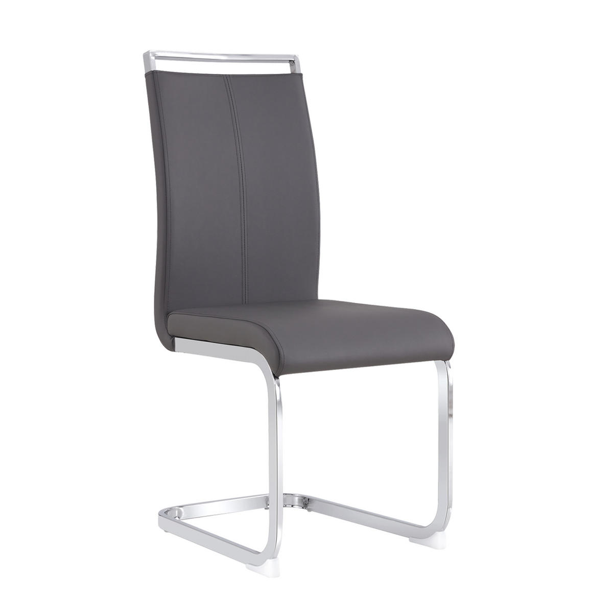 STÜHLE 4er-Set mit Kunstleder, ergonomischem Sitzkomfort, hoher Rückenlehne, verchromtem Metallgestell, grau - Grau, Kunststoff (54/100/42cm) - Luhomfu