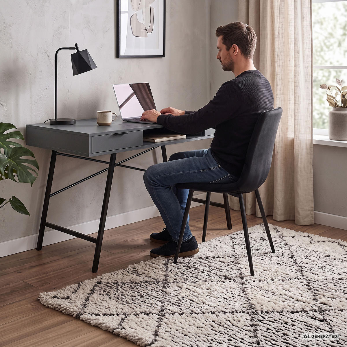 SCHREIBTISCH ARDEN 120 cm Graphit - Graphitfarben/Schwarz, Holzwerkstoff (120/50/80.5cm) - Akord