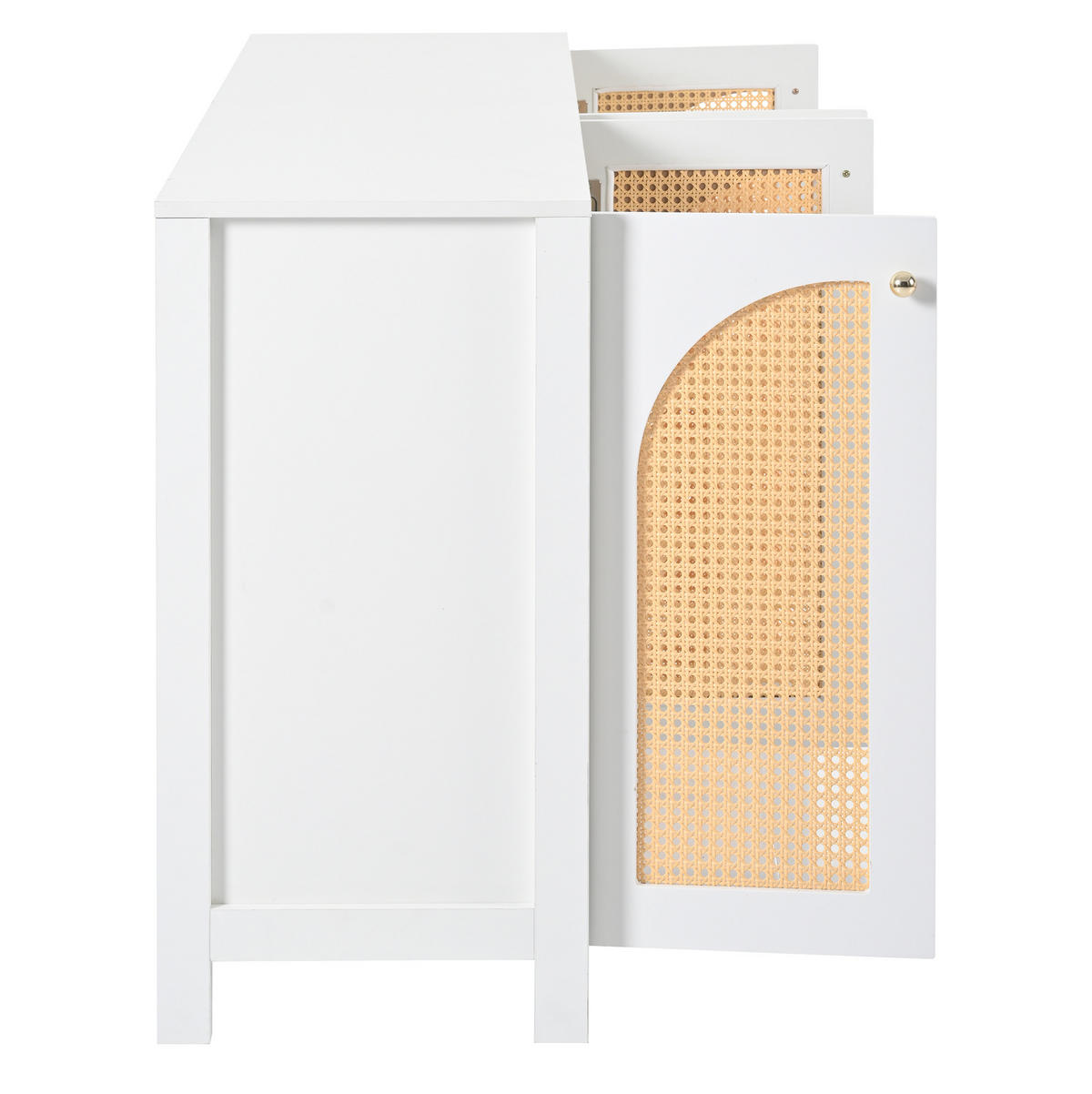 BUFFETSCHRANK 105/40/180 cm mit LED-Beleuchtung, Steckdose, verstellbaren Einlegeböden aus MDF, Neutral - Naturfarben, Holzwerkstoff (105/180/40cm) - Redom