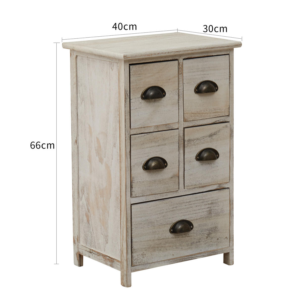 KOMMODE Weiß 30/40/66 cm - Weiß, Holz (30/66/40cm) - Mobili Rebecca