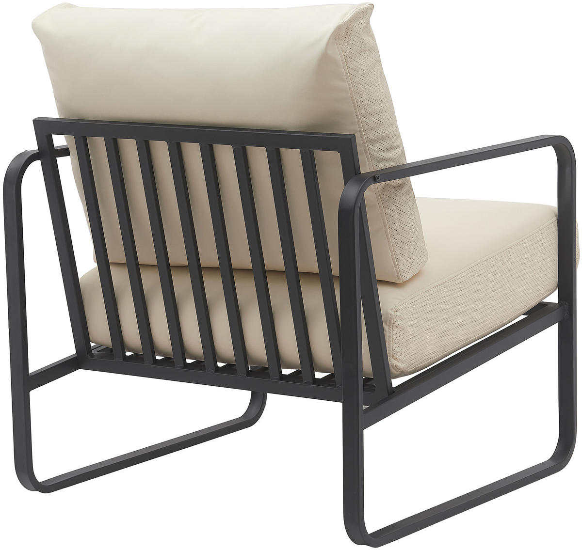 SESSEL Lederlook creme - Creme/Schwarz, Textil/Metall (70/82/74cm) - CLP