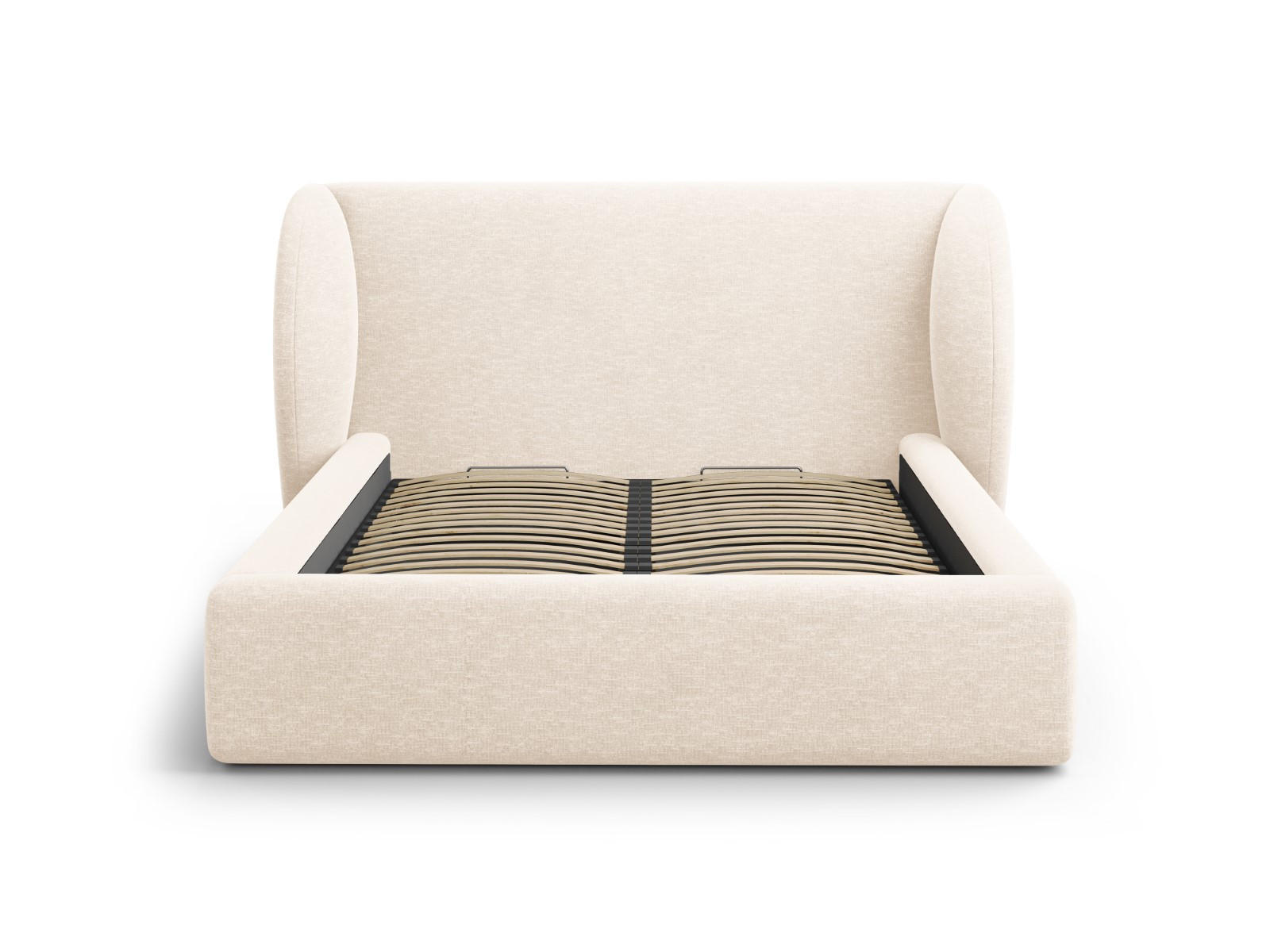 BETT mit Bettkasten und Kopfteil Miley aus Chenille-Stoff leichtes beige 140x200cm - Creme, Textil (140/200cm) - Micadoni