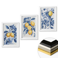 WANDBILDER 3er-Set - 20x30 cm Weißer Rahmen - Zitronenzweige mit blauen Blättern - Weiß, Kunststoff (20/30cm) - ArtPrintCave